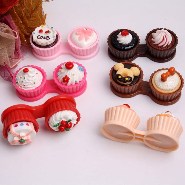 

Contact Lens Accessories Contact Lens Storage Set new cute Cream cake styles contact lenses case & box lens Companion box Lenses case