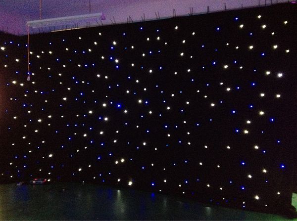 LED Işık Etkileri Büyük Yıldız Perdesi 4m by 6m Colth Stage Drapes Aydınlatma Denetleyicisi ile Mavi Beyaz Renk Led Zemin