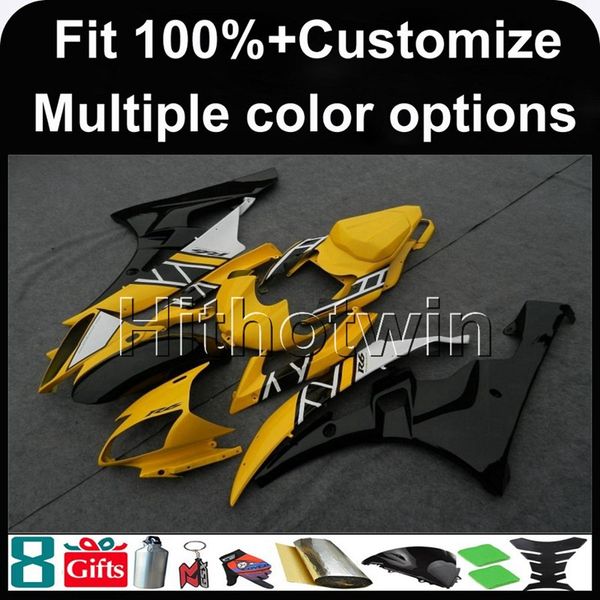 

23colors+8gifts injection mold yellow motorcycle cowl for yamaha yzf-r6 2006-2007 yzfr6 06-07 yzf-r6 abs plastic fairing