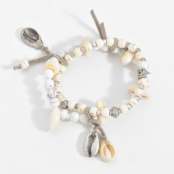 

handmade bohemia national wind ethic natural white stone beads shell bracelets female literature strands bracelet jewelry gift