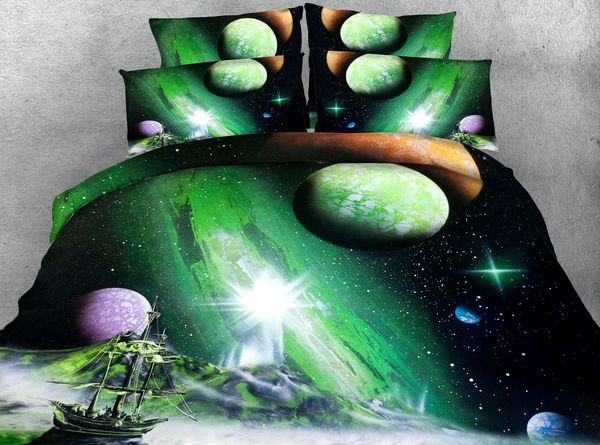 Beautiful Green Aurora 3d Printed Dovet Cover Set Twin Full Queen