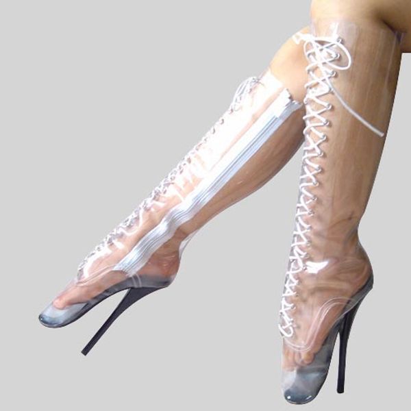 18CM High Height Sex Stiefel Damen Heels Round Top Stiletto Heel SM Schuhe Kniehohe Stiefel Heels Nr. 13457