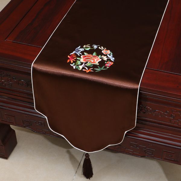 

lengthen fine embroidered table runner happy luxury table mats protect pads china style silk brocade high end dining room table cloth 230x33