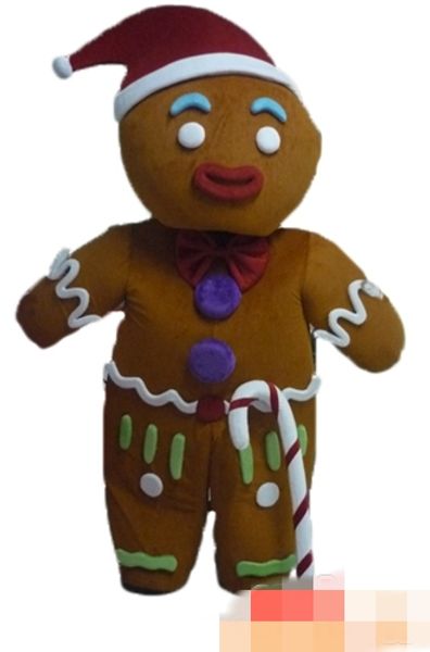 

custom christmas gingerbread man mascot costume size ing, Red;yellow