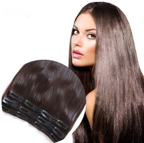 ELIBESS CABELO 120g 9pcs / lot Remy cabelo extensões # 1B # 2 4 # 6 # 99J # # 27 60 # # 613 Loiro respirável Lace grampo na Pieces cabelo DHL livre