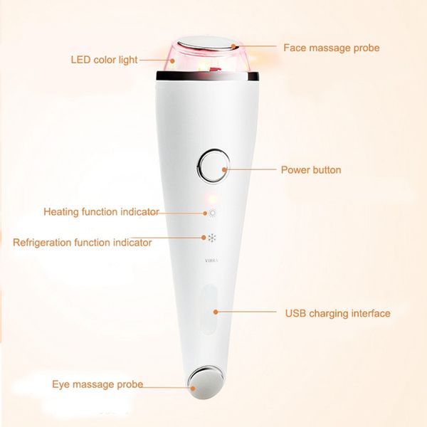 Ultrasonic ColdHot Vibration SPA Face Eye Massager LED Photon Ricaricabile Beauty Skin Care Anti Lines Rimozione delle rughe