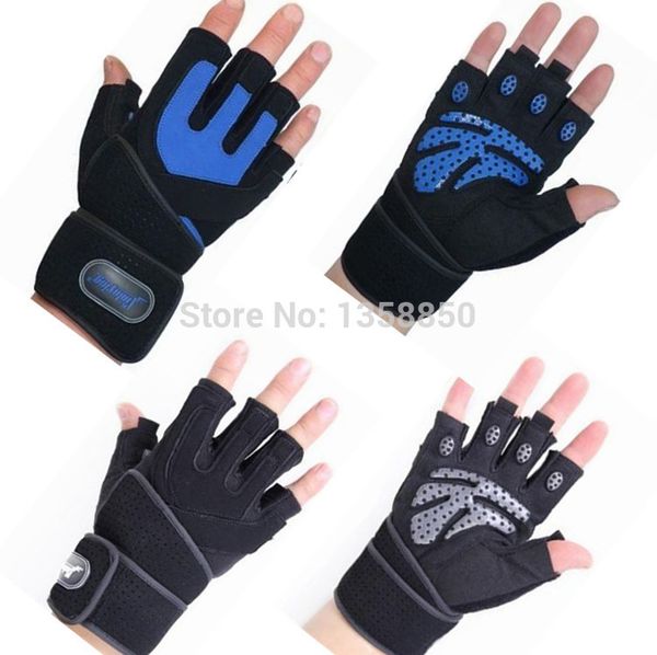

wholesale-gym body building training multifunction fitness sports weightlifting workout exercise antiskid durable long wrap wrist gloves, Blue;gray