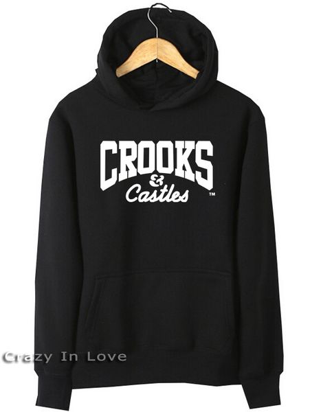 

wholesale-2015 new stylist man men male crooks and castles hoodies sport hiphop jersey sweatshirt hiphop street dance top, Black