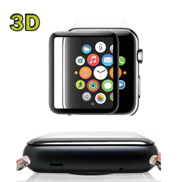 

3D Full Cover Tempered Glass Film for iWatch Apple Watch 38mm 42mm Series 1 2 3 Screen Protector Film Explosion-Proof with Retail Package
