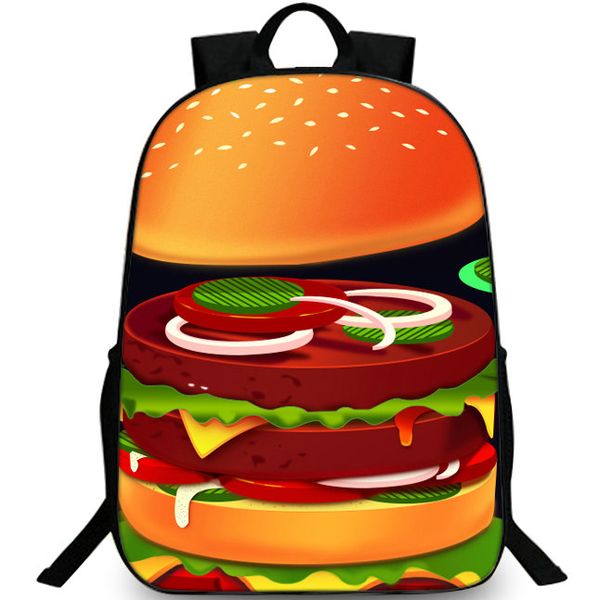 Hamburger Backpack Meat Sandwich Daypack Burger Food Schoolbag Leisure
