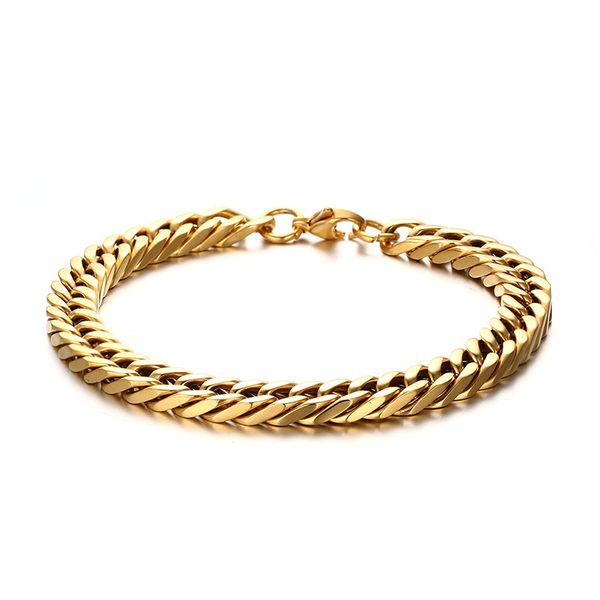 Regalo di Natale fine di alta qualità di vendita superiore per il marito Bracciale a catena cubana in oro giallo da 8,66 '' 8 mm in acciaio inossidabile