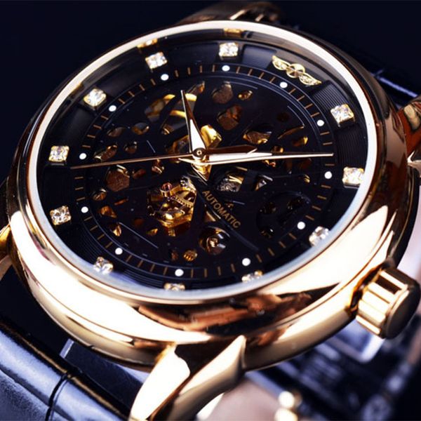 

2019 NEW !! Montre Homme Мужские Часы Победитель Royal Diamond Design Черное Золото Часы Лучший Бренд