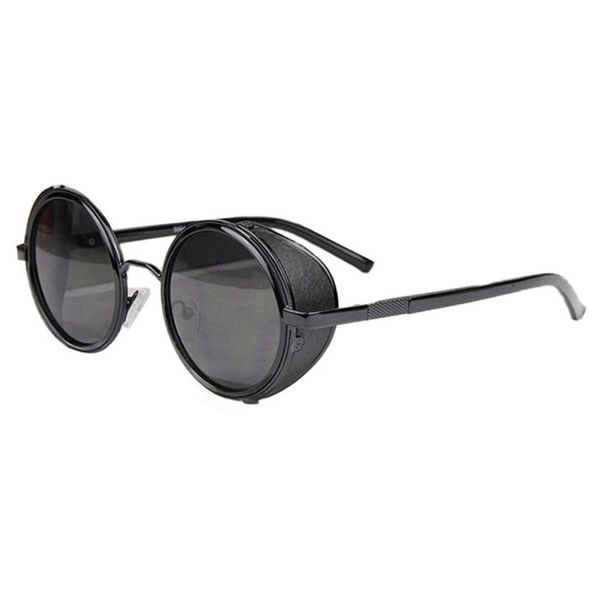 

wholesale-prmirror lens round glasses cyber goggles steampunk sunglasses vintage retro nov2317, White;black