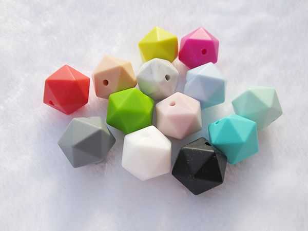 

mix color icosahedron silicone beads 100% food grade silicone teethers diy jewelry necklace bracelets loose beads for baby teething