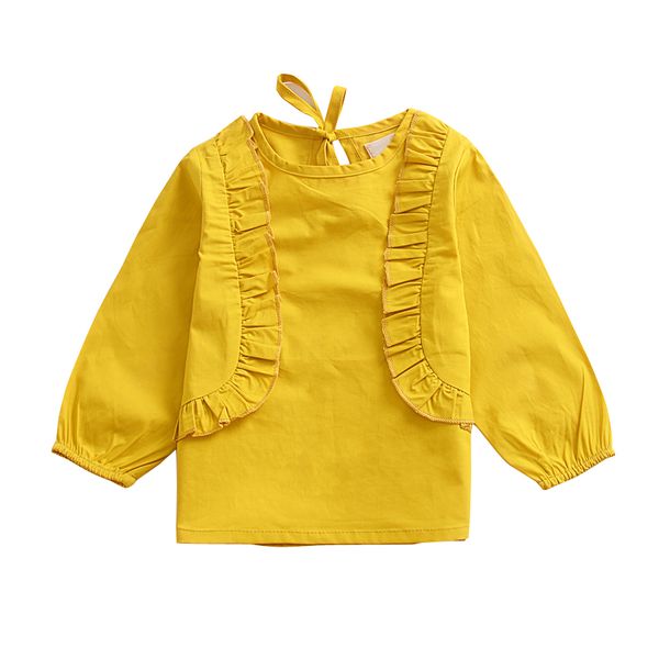 

baby girls clothes t-shirts 2018 spring autumn ruffle long sleeve blouses tees toddler girls solid cute baby kids clothing outfits, Blue