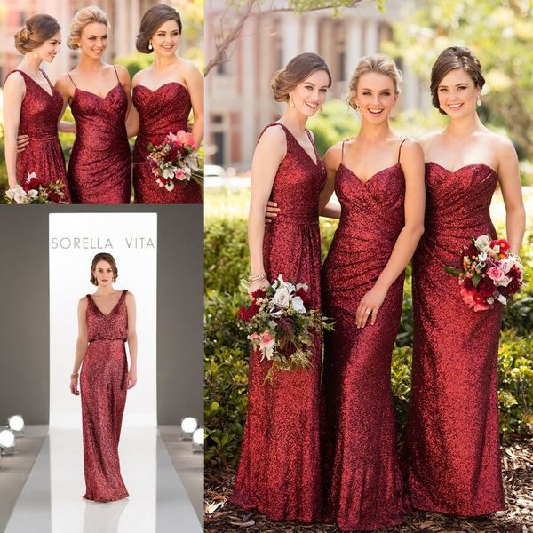 sparkly burgundy bridesmaid dresses