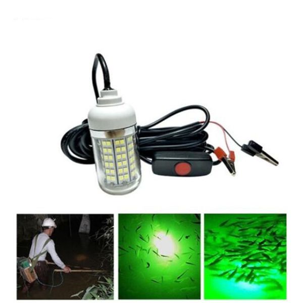 12V 108LED Verde Blu Bianco Lampada da pesca subacquea Lampada da pesca 15W Luce per barca da pesca IP68 Impermeabile LED Night Fish Finder Luci per esca da pesca