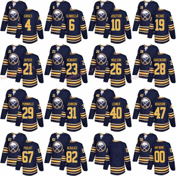 

Buffalo Sabres 26 Matt Moulson Ice Jerseys 2018 New Season Custom 4 Josh Gorges 6 Marco Scandella 47 Zach Bogosian 67 Benoit Pouliot Navy Bl