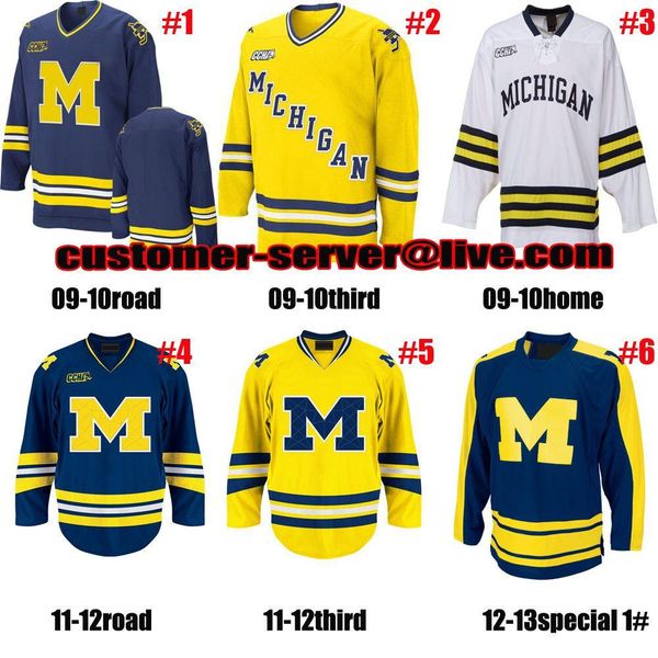 

2016 new custom mens womens kids 1 steve racine 11 zach hyman ncaa michigan wolverines jerseys goalie cut ice hockey jersey, Black;red