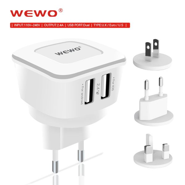 

wewo usb wall charger eu uk us plug chargers power adapter for iphone 7 8 x samsung with retail box travel charer ing