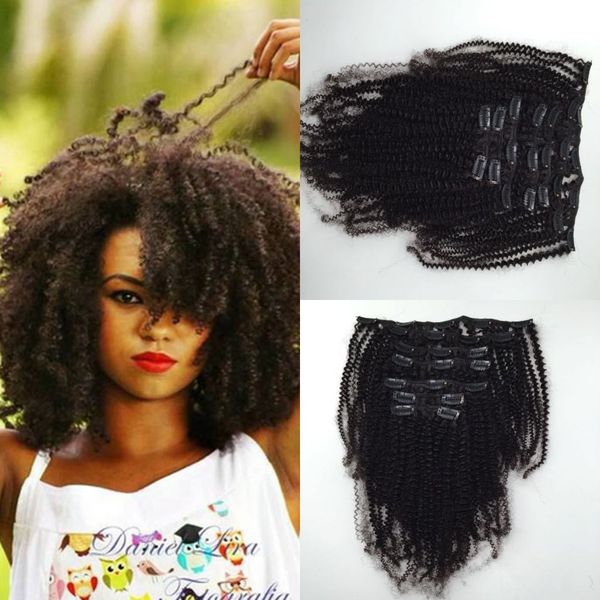 clipes em extensões de cabelo encaracolado crespo afro, preço de atacado não transformados Interlovehair clipes virgens brasileiro em tecelagem de cabelo