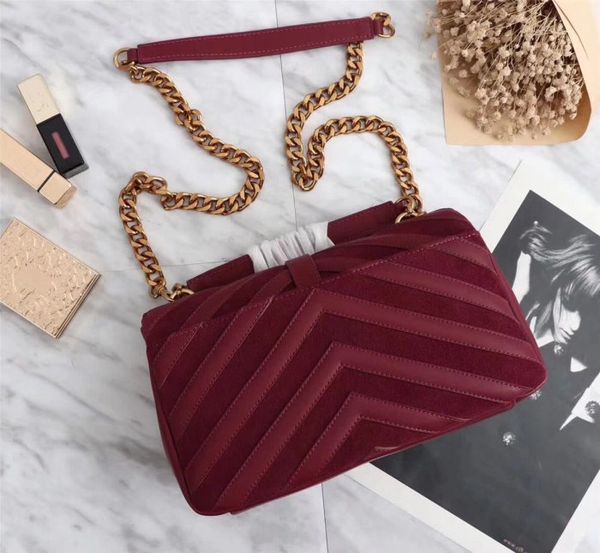 

sell 2017 new famous brand women handbag leather/velvet splicing women's shoulder bag gold hardware luxury bag