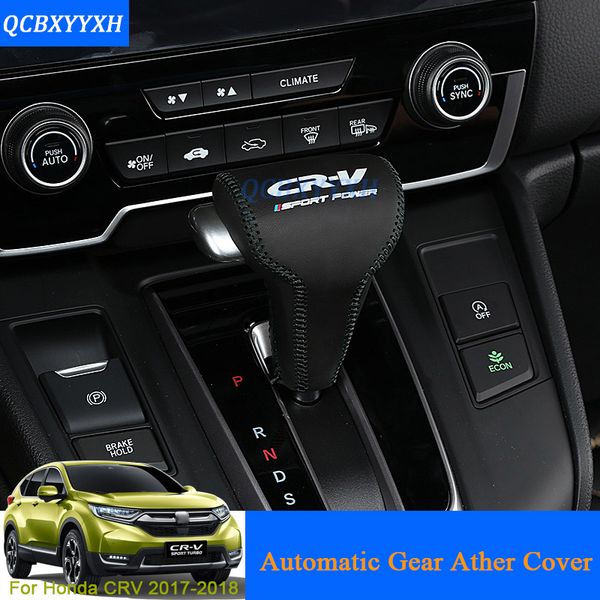 QCBXYYXH Car Styling Collari cambio in pelle PU Pomello cambio automatico Copertura per Honda CRV CR-V 2017 2018