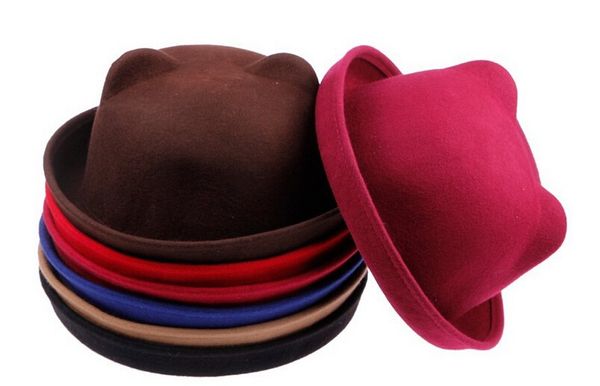 Atacado-2015 New Arrival Products Mulheres Único chapéu Bonito AutumnWinter Orelhas de Gato Chapéu Cap Natal Venda Quente Caps Para Meninas Chapéus, D0406