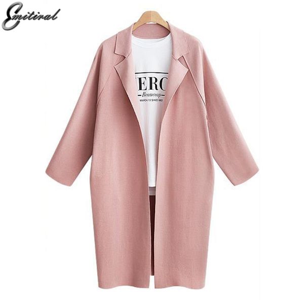 

wholesale- emitiral autumn winter trench coat for women 2017 fashion simple open stitch female casual coat big plus size 3xl women clothing, Tan;black