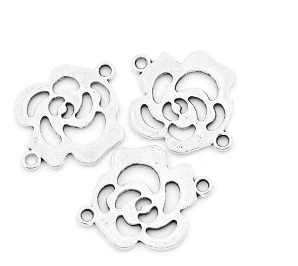 

sale new ancient silver flower shaped hollow connector 28x22mm infinity bracelet fashion jewelry accessories diy handmade jwelery, Bronze;silver