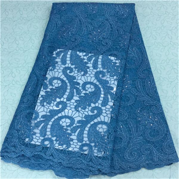 

dark blue design african lace fabric with beads french net lace cloth for party dress bn13-6,5yards/pc, Black;white