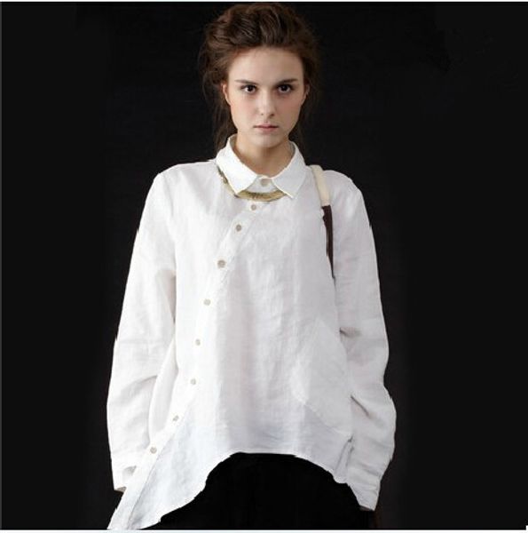 

Плюс Размер Женщин Старинные Карманы Одежды Вскользь Дамы Длинные Рубашки Белая