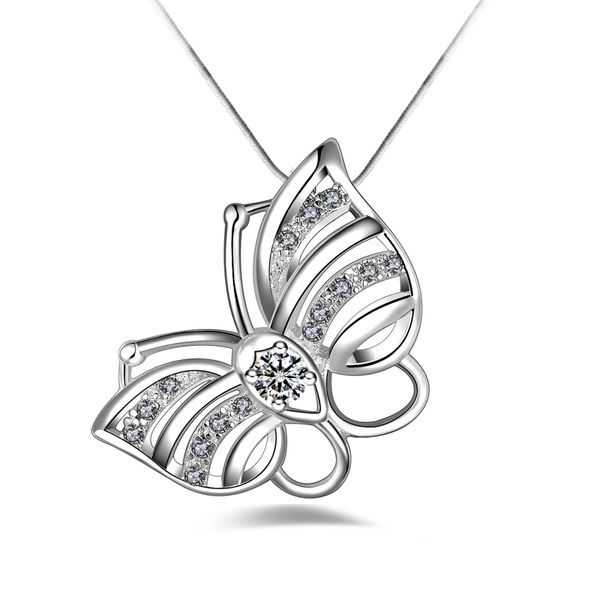 

fashion 925 silver butterfly wthie diamond jewelry 925 silver necklace valentine's day holiday gifts 1675