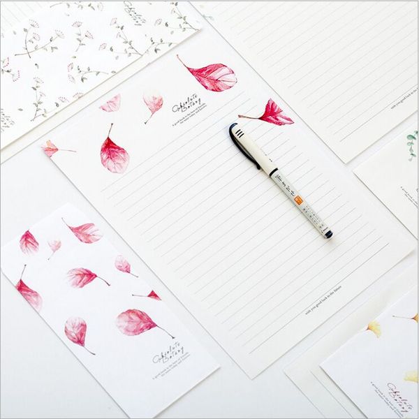 2019 wholesale fresh season leaves letter envelope 6 sheets letter paper envelope set writing paper stationery storage gift envelope from kingflower stationery letter sheets
