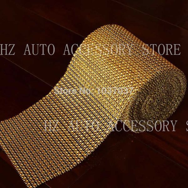 

4.75"x15 ft gold wedding diamond mesh wrap roll sparkle rhinestone looking ribbon wedding centerpieces