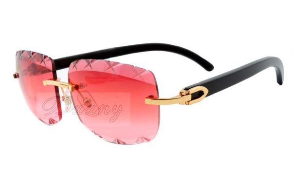 

factory direct color carved lenses high-quality carved sunglasses 8300756-a natural black horns mirror legs sunglasses, size: 56-18-140mm, White;black