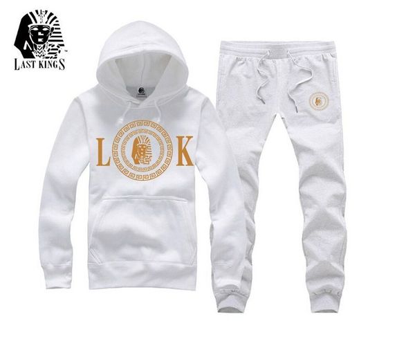 

s-5xl men new est hip hop hoodie + pants set men's sweatshirt last kings tracksuits, Gray