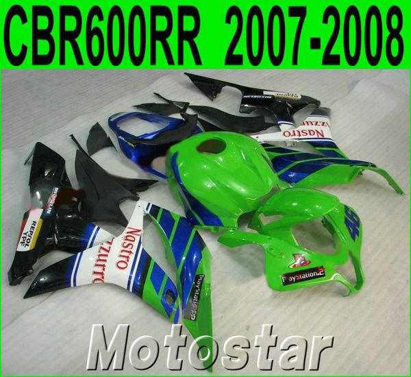 Personalizza il kit carenatura moto per HONDA Stampaggio a iniezione CBR600RR 2007 2008 carene CBR 600RR F5 07 08 nero bianco verde set KQ76