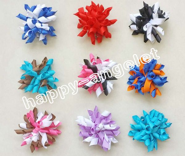 

baby girl korker hair bows clips curl tassel ribbons korker corker hair bobbles prevalent hair ties 12pcs pd007, Slivery;white