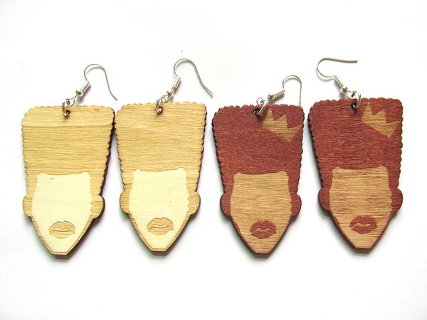 

2 цвет avialbale Африканская форма женщины деревянные серьги