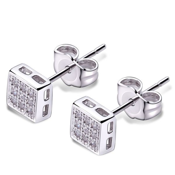 

mini square stud earrings post platium plated with of cubic zircon women earrings statement jewelry, Golden;silver
