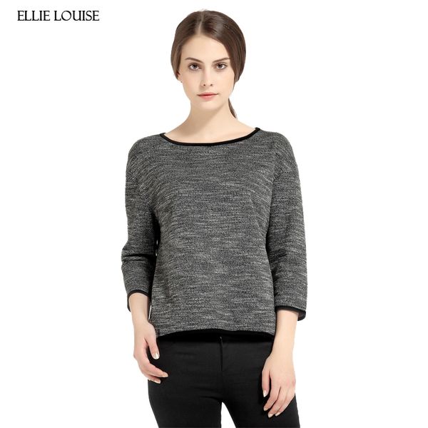

wholesale- ellie louise 2017 autumn/ winter casual loose gray knitted sweater women soft warm pullovers o-neck long sleeves high quality, White;black
