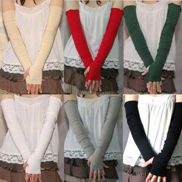 

wholesale- 2016 women' cotton uv protection arm warmer long fingerless long gloves sleeves retail/wholesale 5bsg 7ewo 7mvl, Blue;gray