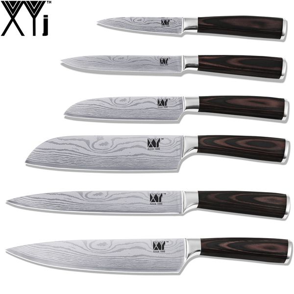 Set High Quality Stainless Steel Knife Color Wood Handle Flowing