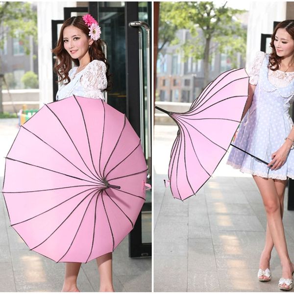 

wholesale-4pcs/lot elegant pagoda style umbrella windproof rain parasol girls summer uv protection accesories h206