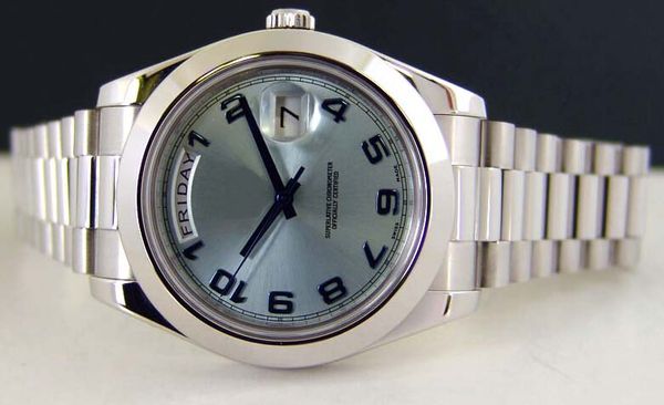 

luxury watch ii platinum glacier blue arabic 218206 - watch chest stainless steel automatic mechanical movement man watches wristwatches, Slivery;brown