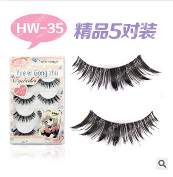 Wholesale-5 Paar hw-35 natürliche lange, dicke, schwarze falsche Wimpern, bezauberndes Wimpern-Make-up