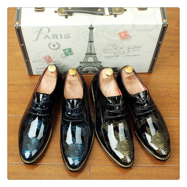 

hot sale Luxury Fashion Men's Black Dress Shoes Genuine Leather Pointed Toe Special Designer Pattern Qshoes Leisure Oxford Shoes