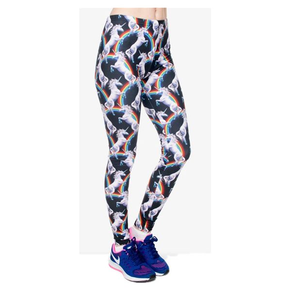 DHL GRATIS! la forma fisica delle donne 10pcs/lot che legging le ghette punk sexy dei pantaloni di Legging di Legging sottile dell'unicorno dell'arcobaleno di stampa 3D