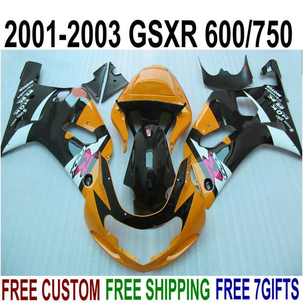 

abs motorcycle fairings set for suzuki gsx-r600 gsx-r750 2001-2003 k1 orange black fairing kit gsxr600/750 01 02 03 sk7